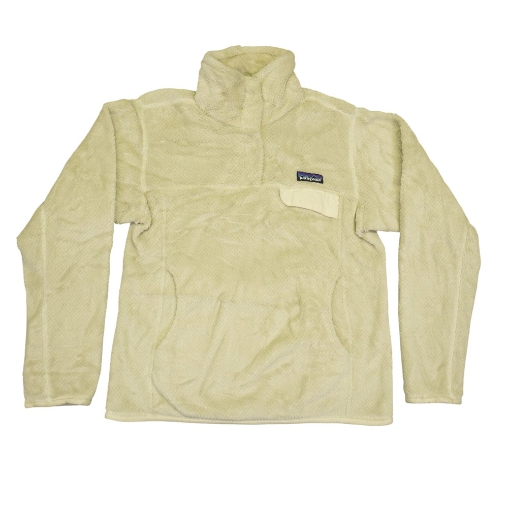 Patagonia Re-Tool Snap-T Pullover Women Small Cream Fleece Polartec Thermal Pro
